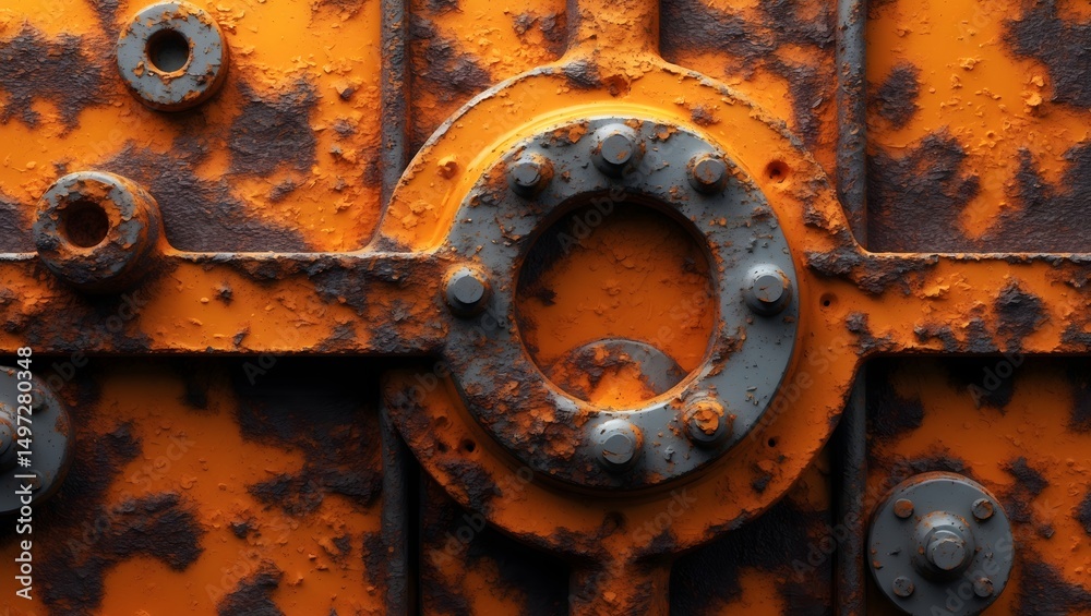 Aufkleber a close-up shot of a heavily rusted mechanical part. the texture and colors convey a sense of age an