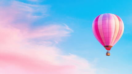 Obraz premium Whimsical hot air balloon floats gracefully in pastel sky, evoking sense of adventure and tranquility
