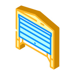 garage exterior open door isometric icon vector illustration