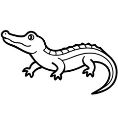 Crocodile line art black icon on white background.