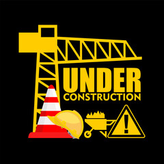 under construction, board and sign vector