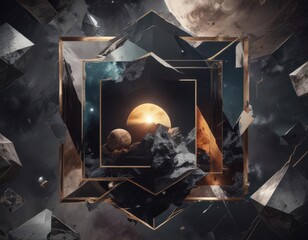 Stylish geometric photo collage with space for images and abstract elements , shapes, pattern, digital
