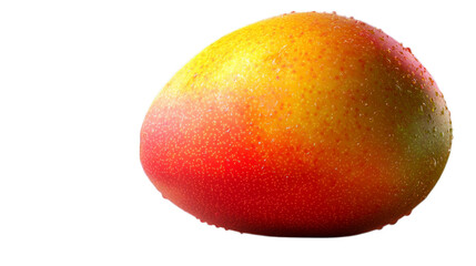 Ripe mango with vibrant yellow, red, and green skin, fresh and juicy, isolated transparency background, perfect for healthy