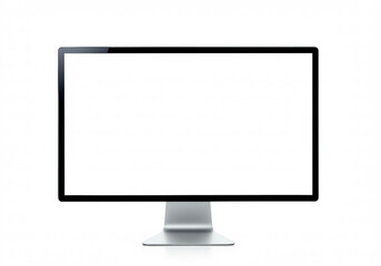 Wide screen thin frame modern computer monitor with blank screen isolated on white background