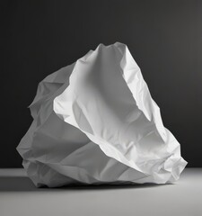 Wrinkled white paper, dark backdrop, soft shadows, textured surface ,  dramatic lighting,  art,  still life