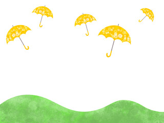 黄色い雨傘のフレーム