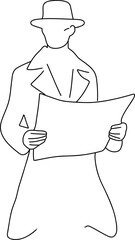 Faceless character in early 20-th century clothes,holding a newspaper