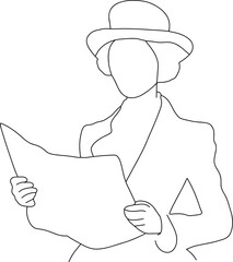 Faceless character in early 20-th century clothes,holding a newspaper
