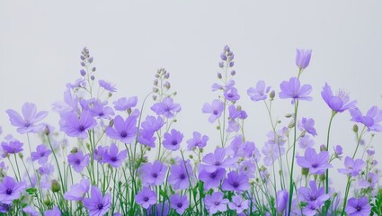 Fototapeta premium Gentle lavender blooms set on a white surface.