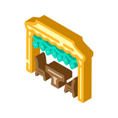 tent outdoor retreat wellness sustainable fitness isometric icon vector illustration