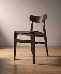 Crisp, elongated chair shadow on polished wood  Subtle play of light and dark ,  modern,  light and shadow,  chair