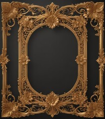 Intricate gold filigree floral frame, retro style,  decoration,  art
