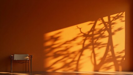 Warm Sunset Shadows on an Orange Wall Abstract Photography
