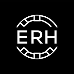 ERH Minimalist ERH  Logo Design on Black Background – ERH Later Logo, Modern Circular Branding Concept
