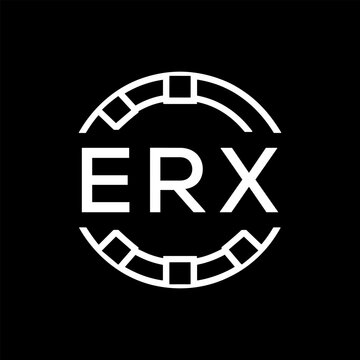 ERX Minimalist ERX  Logo Design on Black Background &ndash; ERX Later Logo, Modern Circular Branding Concept
