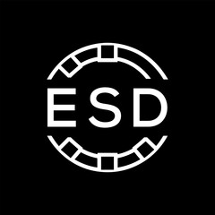 Obraz premium ESD Minimalist ESD Logo Design on Black Background – ESD Later Logo, Modern Circular Branding Concept 