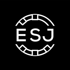 ESJ Minimalist ESJ  Logo Design on Black Background – ESJ Later Logo, Modern Circular Branding Concept
