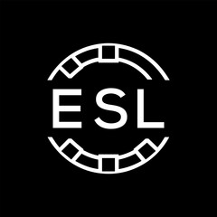 ESL Minimalist ESL  Logo Design on Black Background – ESL Later Logo, Modern Circular Branding Concept
