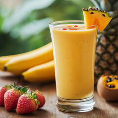 banana smoothie with strawberries