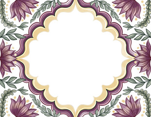 Watercolor Floral Frame with Copy  Space in center.