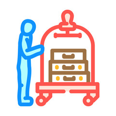 bellhop hospitality hotel color icon vector illustration
