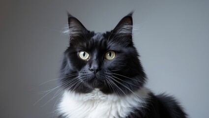 Obraz premium humorous cat with a serious expression and a white chest spot