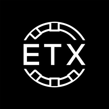 ETX Creative Letter mark Badge Logo Design, ETX Later Logo, Geometric Monogram Logo on Black Background, ETX  Later Logo, Contemporary Minimal Logo for Business Identity.
