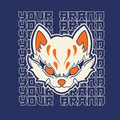 japanese fox mask vector, japanese mask	
