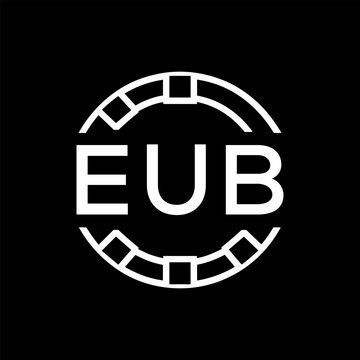 EUB Creative Letter mark Badge Logo Design, EUB Later Logo, Geometric Monogram Logo on Black Background, EUB  Later Logo, Contemporary Minimal Logo for Business Identity.
