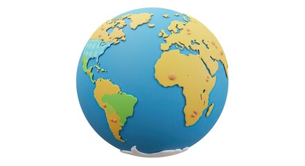 Fototapeta premium Earth Globe Model Showing Continents and Oceans