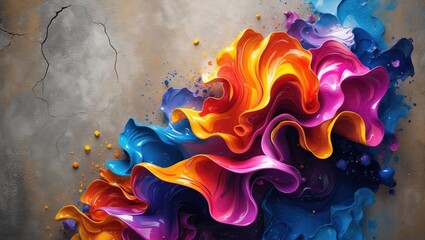 Like a graphic designer, depict the charming bright colors. Space for text on a delightful painted surface design. Background wall texture.