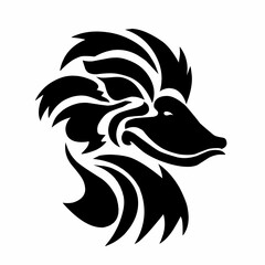illustration tribal art design duck head for tattoo, logo, graphic elements