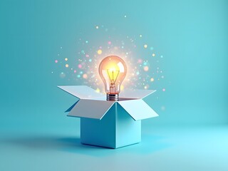 Think outside the box concept idea light bulb innovation creative inspiration