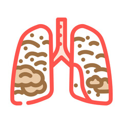 lungs filled smoke soot air pollution color icon vector illustration