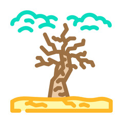 dead withered tree under polluted sky color icon vector illustration