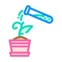 test tube spilling chemicals onto plants color icon vector illustration