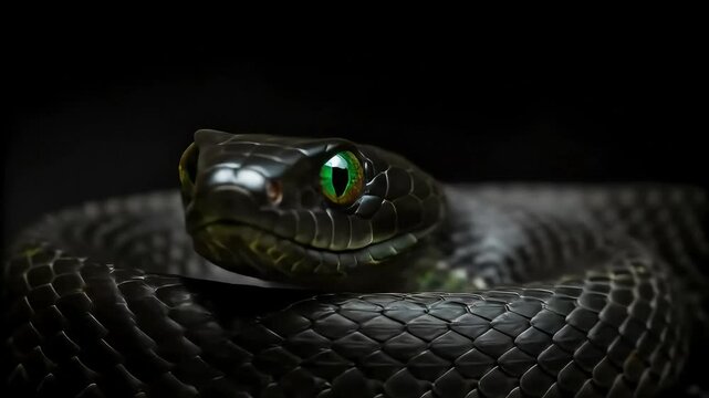 close up of a black snake