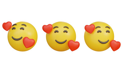 smiley face with heart emoji emoticon 3D Icon