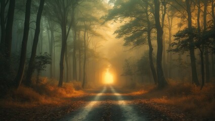 Obraz premium trail through a golden woods