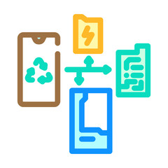 recycling process e waste pollution color icon vector illustration