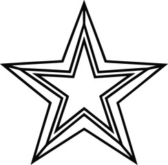 Bold Black Outline Five Point Star Minimalist Line Art Graphic