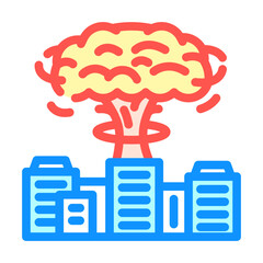 fallout on city skyline radioactive pollution color icon vector illustration