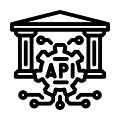open banking api fintech line icon vector illustration