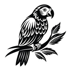 Parrot perched Silhouette vector illustration, Parrot bird vector illustration