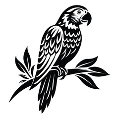 Parrot perched Silhouette vector illustration, Parrot bird vector illustration