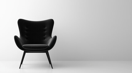 Black chair white background, minimal copy space background