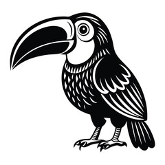 Toucan Black and white vector illustration animal silhouette, Vector illustration, bird, icon, svg, characters
