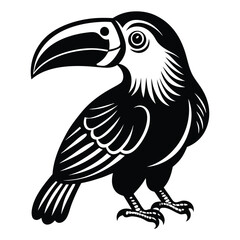 Toucan Black and white vector illustration animal silhouette, Vector illustration, bird, icon, svg, characters