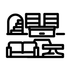 lobby hospitality hotel line icon vector illustration
