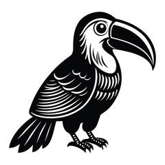 Toucan Black and white vector illustration animal silhouette, Vector illustration, bird, icon, svg, characters